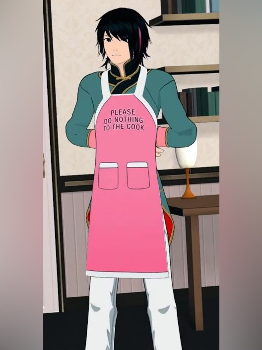RWBY Ren’s 'Please Do Nothing to the Cook' Apron with Pockets and Bandana - Picture 3 of 4
